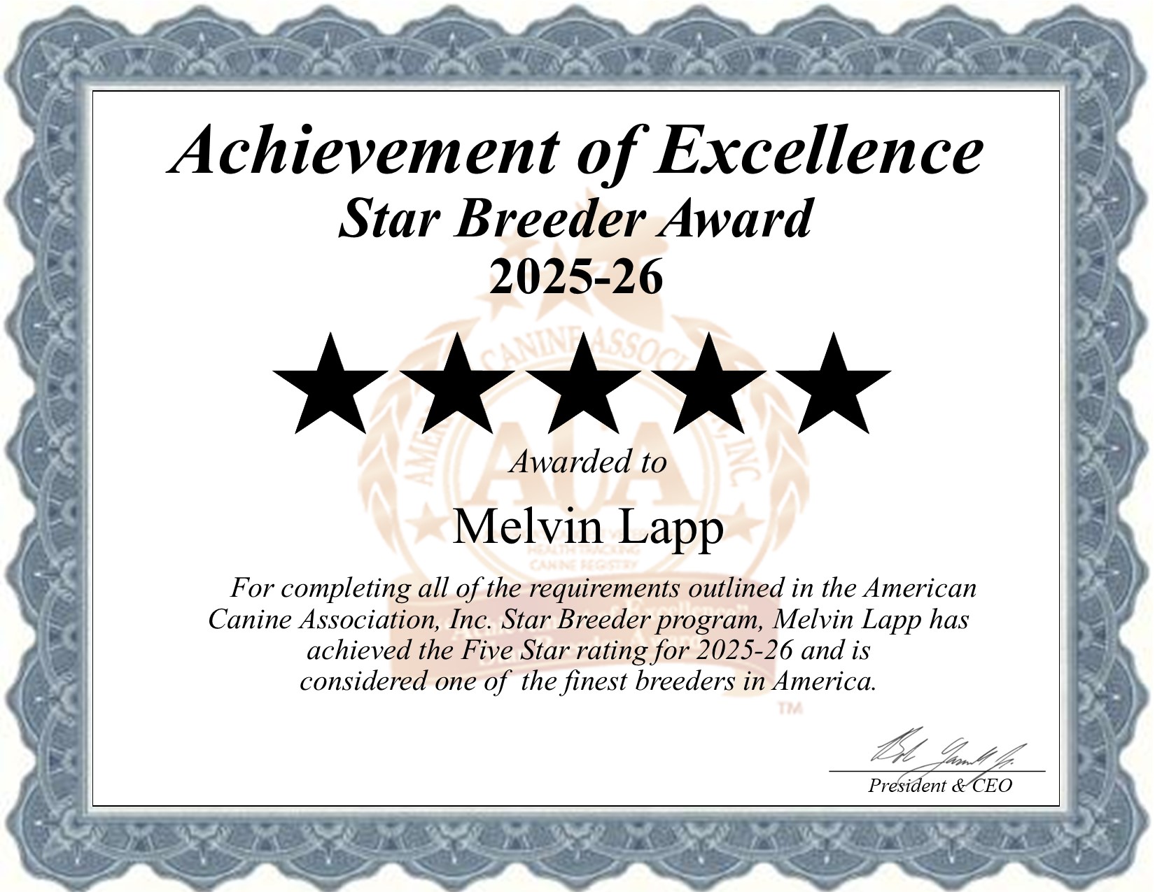 Melvin, Lapp, dog, breeder, star, certificate, Melvin-Lapp, Gordonville , PA, Pennsylvania, puppy, dog, kennels, mill, puppymill, usda, 5-star, aca, ica, registered, bostin-terrier, doglaw